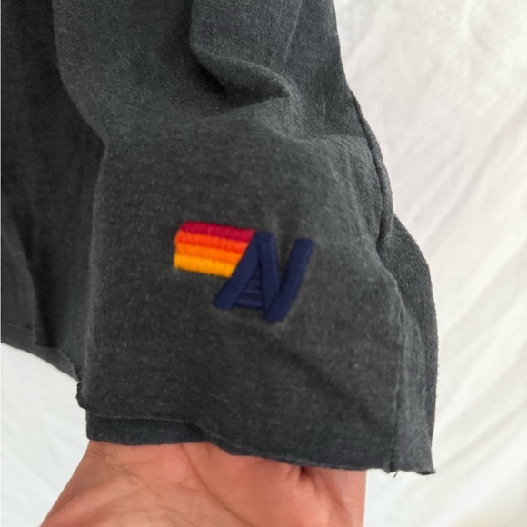 Aviator Nation L Heart Embroidered T-Shirts Set of 2 cotton Cropped Boxy raw hem - Picture 8 of 16